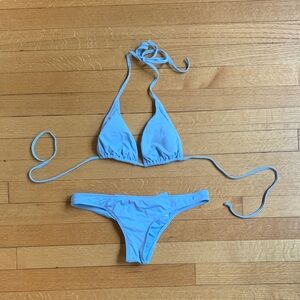 L*Space Light Blue Bikini with Bow Brazilian S